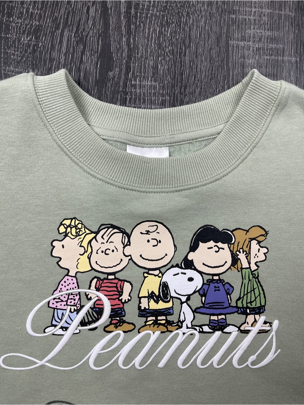 Peanuts Characters Green Sweatshirt Women’s Size M NWT - Picture 3 of 8